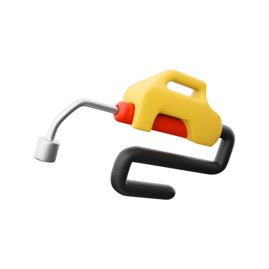 Siyah saplı sarı ve kırmızı bir yakıt hortumu. Genellikle benzin istasyonlarında yakıt dağıtımı için kullanılır..