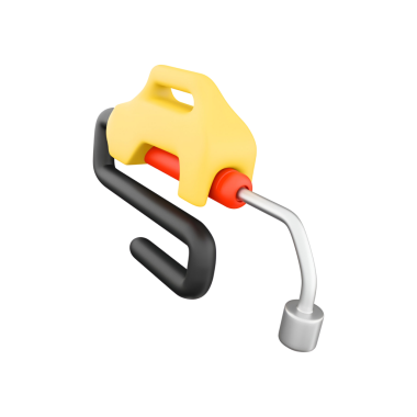 Yakıt dağıtmak için tasarlanmış siyah saplı sarı bir yakıt hortumu..