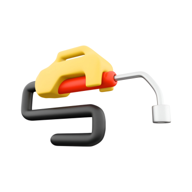 Siyah saplı sarı ve kırmızı bir yakıt hortumu. Genellikle benzin istasyonlarında yakıt dağıtımı için kullanılır..