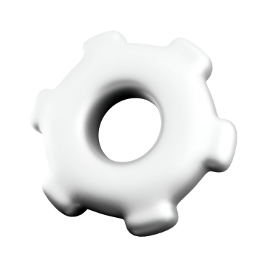 Merkezi delikli, mekanik ve mühendisliği sembolize eden 3 boyutlu bir beyaz dişli..