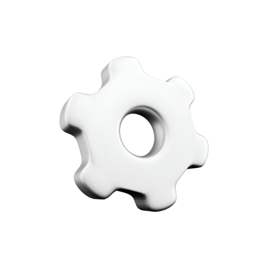 Dijital arayüzlerde sıklıkla kullanılan ayarları veya ayarları temsil eden bir beyaz dişli simgesi.