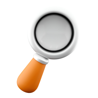 Beyaz dairesel mercekli ve turuncu saplı bir büyüteç. Küçük detayları yakından incelemek için kullanılır..