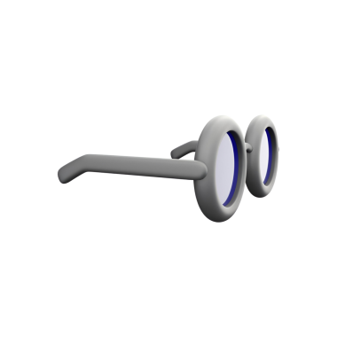 Bir çift yuvarlak, gri çerçeveli gözlük, açık lensli, görsel yardım veya moda için tasarlanmış..