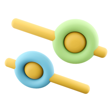 Dairesel düğmeli iki renkli kaydırıcı, muhtemelen dijital arayüzdeki ses veya ayarları temsil ediyor..