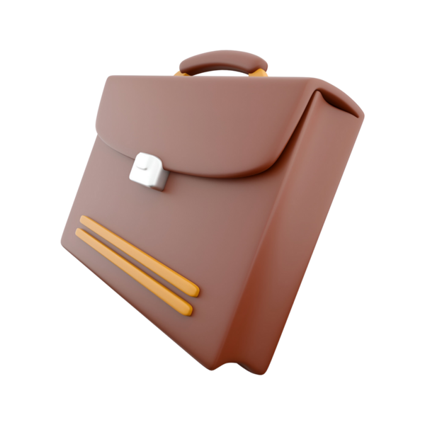 Tarz sahibi kahverengi bir çanta, sapı ve iki sarı şeridi var. İş ve profesyonelliği simgeliyor..