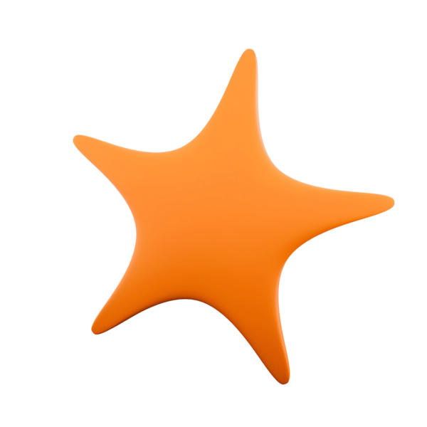 Pürüzsüz, biçimlendirilmiş turuncu yıldız şekli, grafik tasarım ya da dekoratif amaçlar için ideal..