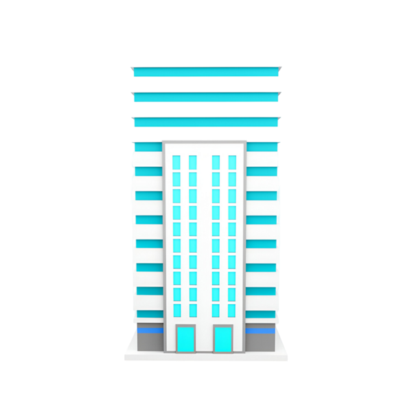 Çok katlı ve çağdaş bir ön cepheli modern bir binanın şık bir tasarımı..