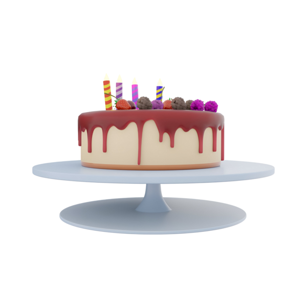 Mumlar ve süslemelerle süslenmiş renkli bir doğum günü pastası. Kutlamalar için mükemmel..