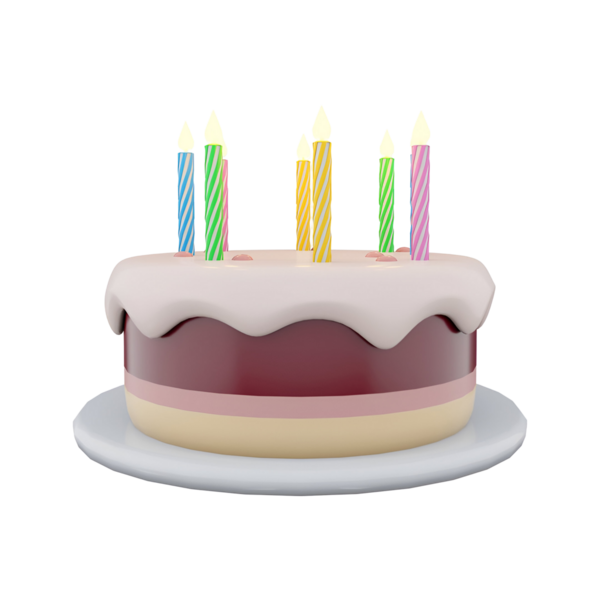 Üzerine altı mum konmuş renkli bir doğum günü pastası. Özel kutlamalar için mükemmel..