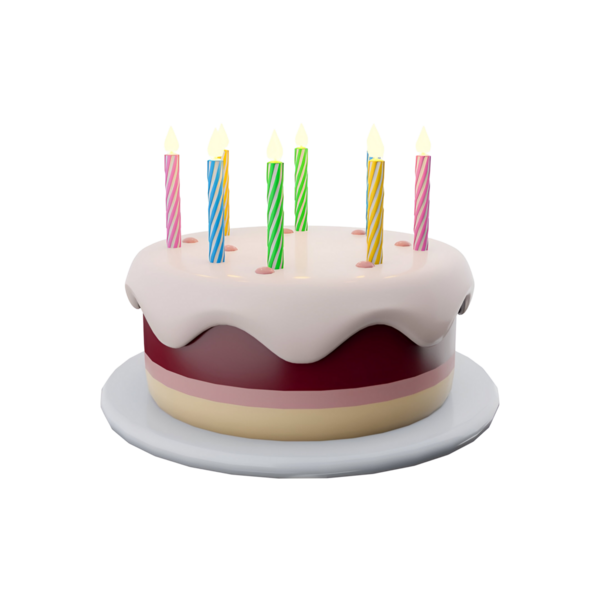 Renkli mumlarla süslenmiş bir pasta. Doğum günleri gibi kutlamalar için mükemmel..