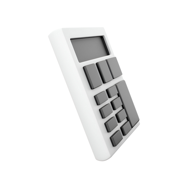 Dijital ekran ve matematiksel fonksiyonlar için sayısız düğme içeren gösterişli bir tasarımı olan modern bir hesap makinesi..