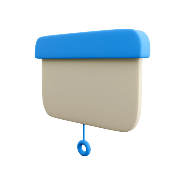 Mavi kapaklı ve bej tabanlı, estetik veya işlevsel amaçlar için tasarlanmış bir pencerenin minimalist çizimi.