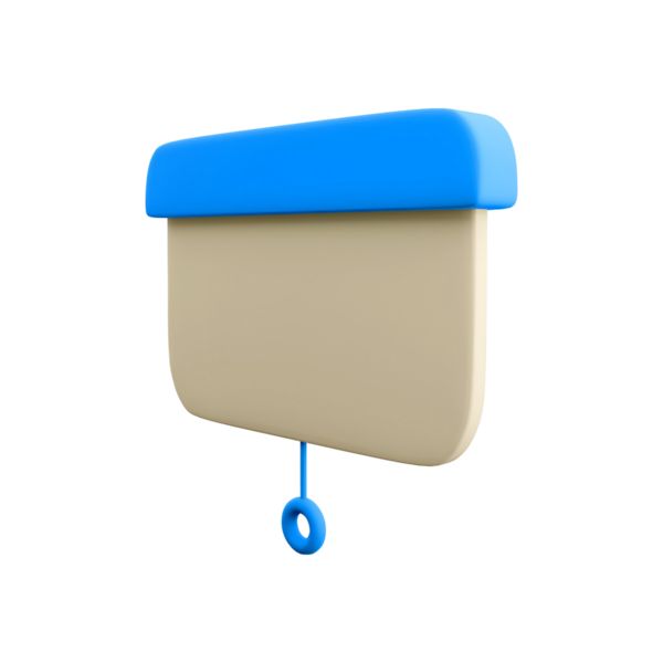 Açık renkli, mavi kapaklı ve ev dekorunu temsil eden bir pencerenin basit bir çizimi.