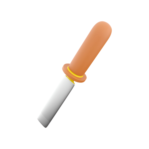 Yemek pişirmek için tasarlanmış yumuşak saplı ve metal bıçaklı bir spatulaya benzeyen bir mutfak aletinin stilize edilmiş bir çizimi..