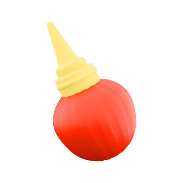 Sarı şapkalı kırmızı bir şişe ketçap ya da sos dağıtımı için kullanılır..