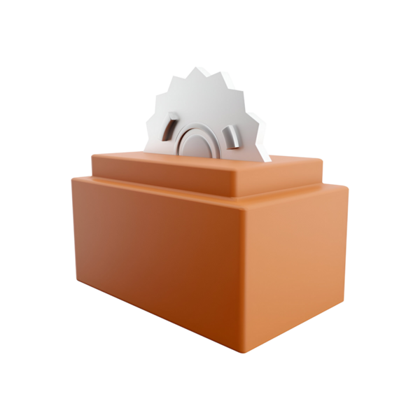 Dekoratif bir nesnenin 3 boyutlu modeli, muhtemelen bir pul ya da mühür, dikdörtgen taban üzerinde geometrik bir tasarım içerir..