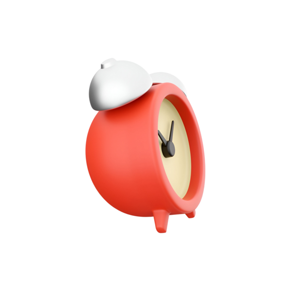 Saati ve insanları uyandırmak için tasarlanmış gümüş zili olan canlı kırmızı bir çalar saat..