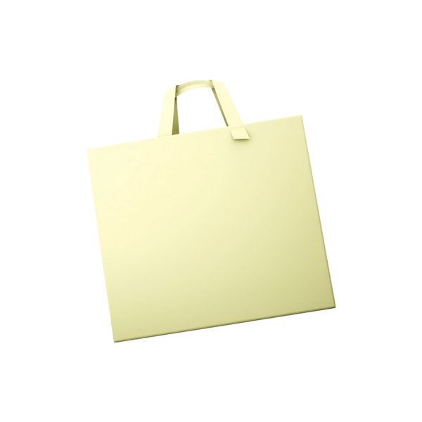 Basit, açık renkli, saplı bir alışveriş torbası, tipik olarak eşyalar veya bakkaliye taşımak için kullanılır..