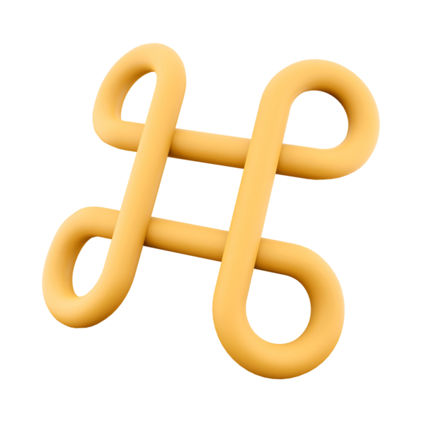 Bir harf ya da sembole benzeyen, düzgün kıvrımlar ve sıcak sarı bir renkle biçimlendirilmiş, birbirine bağlı bir tasarım..