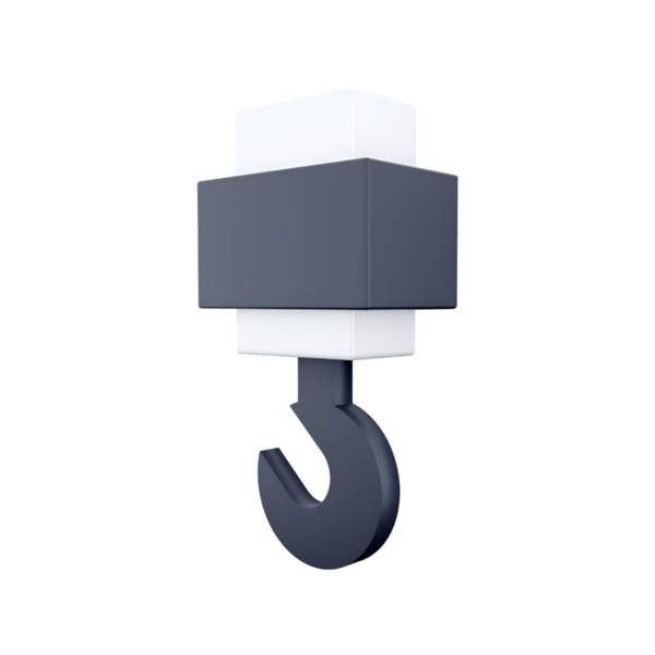 Basit bir kanca tasarımı nesneleri kaldırmak veya güvence altına almak için kullanılır, minimalist bir stili gösterir.