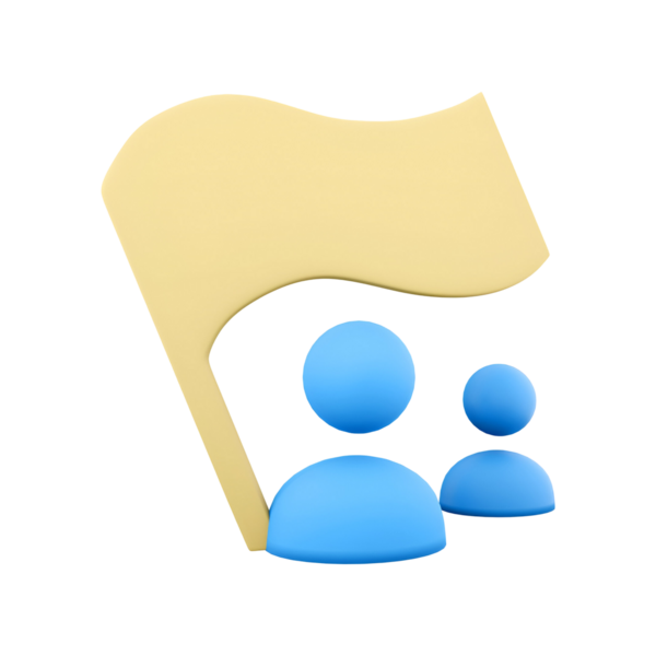 Bayrak tutan iki kişinin bir birlik veya amacı simgeleyen bir tasviri..