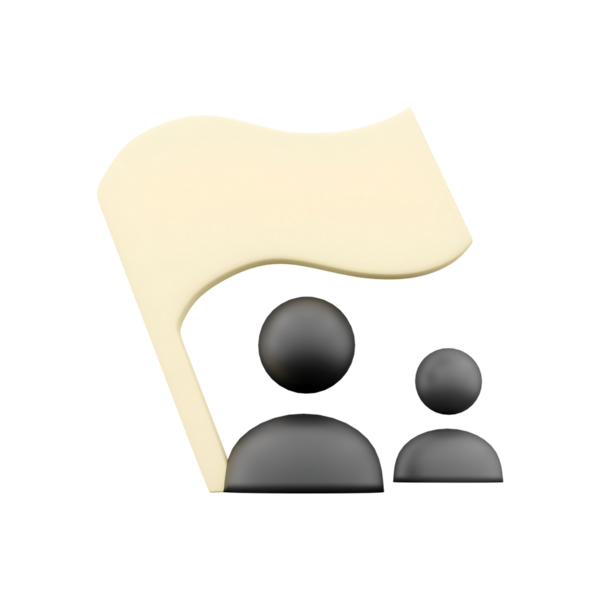 Bayrağın yanında temsil veya savunmayı sembolize eden iki figürü tasvir eden bir simge.