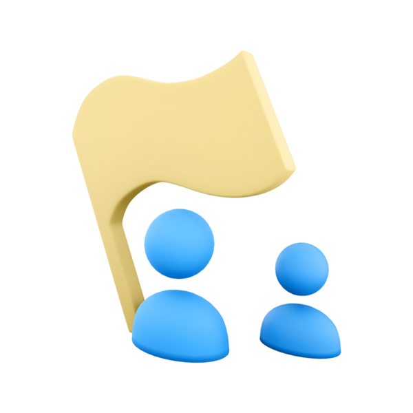 Toplumu veya takım çalışmasını sembolize eden, bayraklı iki figürün stilize bir temsili.