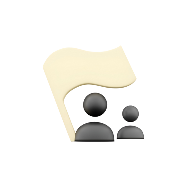 Bir bayrak tutan iki figürün, birliğin sembolü veya protestonun.