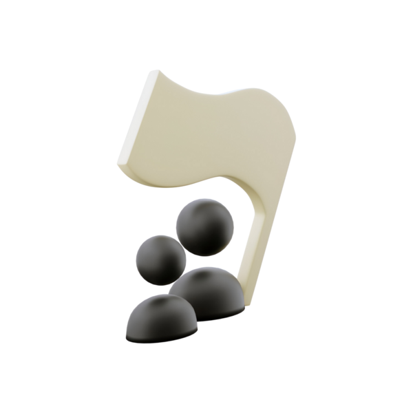 Müziği ve toplumu sembolize eden soyut figürlerle birlikte stilize edilmiş bir nota..