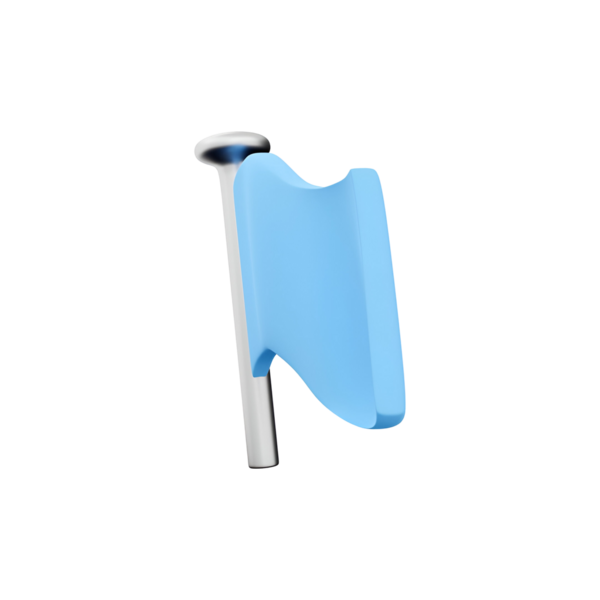 Bir direğe bağlı basit bir mavi bayrak, genellikle çeşitli bağlamlarda bir konum ya da işareti belirtmek için kullanılır.