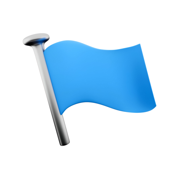 Gümüş bir direğin üzerindeki basit bir mavi bayrak, genellikle barış veya işaret gibi çeşitli anlamları sembolize etmek için kullanılır..