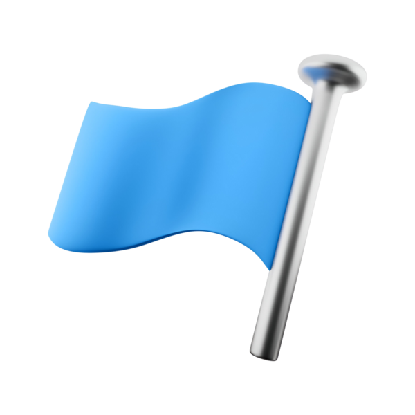 Gümüş bir direkte basit bir mavi bayrak, bir fikri temsil etmek veya işaret etmek gibi çeşitli anlamları sembolize eder..