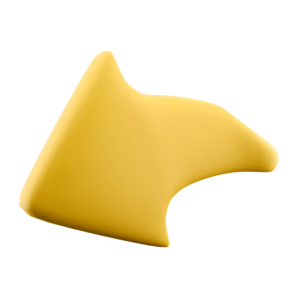 Peynir dilimini andıran pürüzsüz, sarı bir parça, basit ve minimalist bir tasarım sergiliyor..