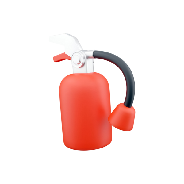 Güvenlik ve acil durumlar için tasarlanmış kırmızı bir yangın söndürücü..