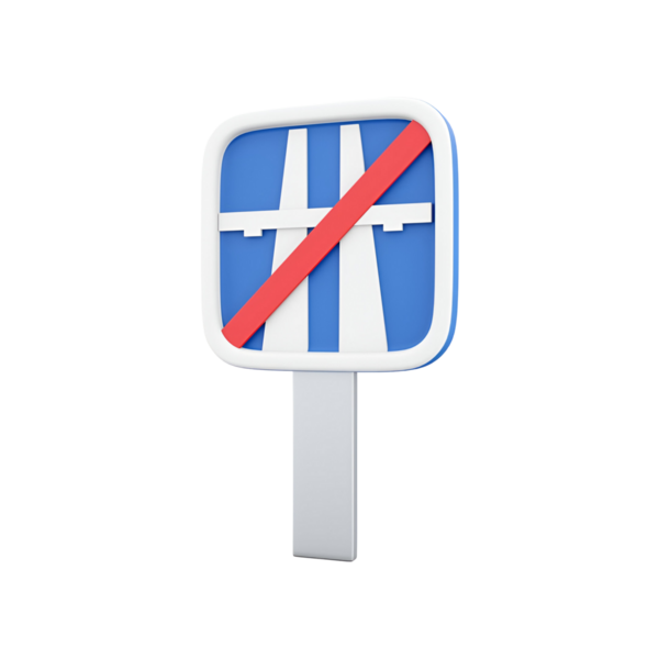 Otoyol girişinin yasaklandığını gösteren bir tabela, otoyol üzerinde kırmızı çizgili mavi bir arka plan içeriyor..