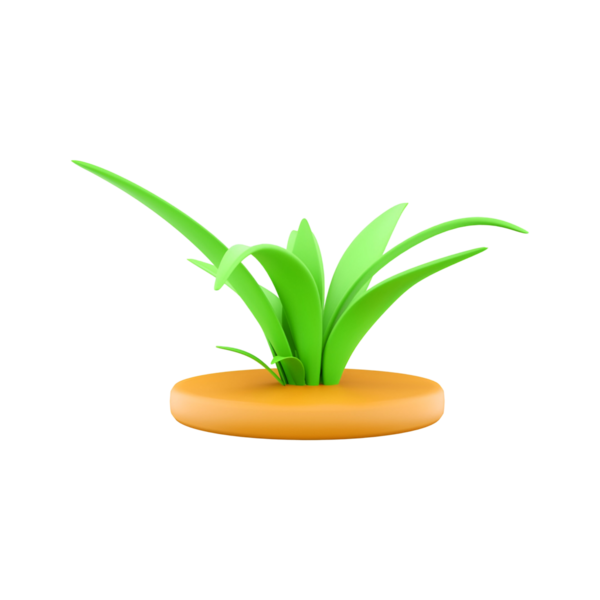 Doğayı ve büyümeyi temsil eden kahverengi toprak tabanından büyüyen yeşil çimlerin stilize bir tasviri..