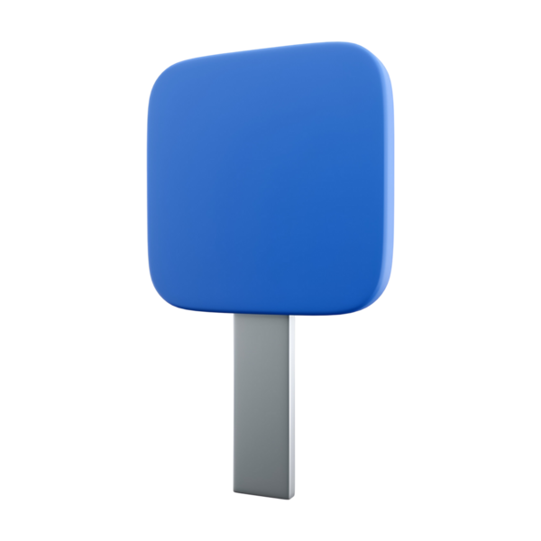 Metalik bir direği olan basit mavi dikdörtgen bir işaret, muhtemelen yön ve bilgileri göstermek için kullanılır..