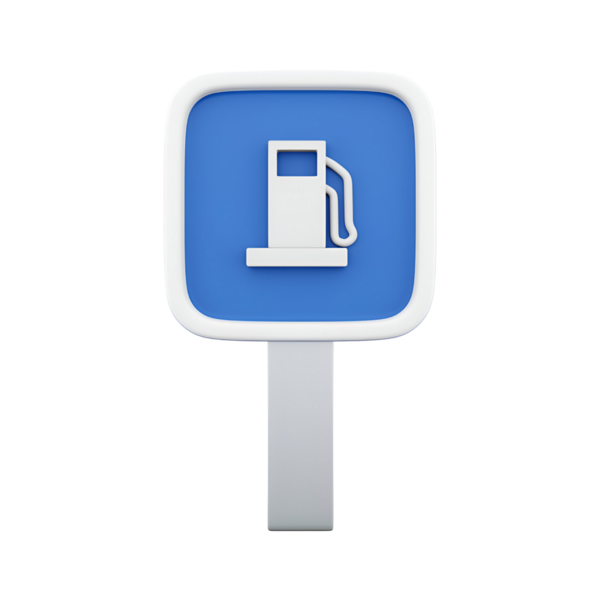 Benzin pompasını temsil eden bir simge, genellikle benzin istasyonlarını veya yakıt kaynaklı hizmetleri belirtmek için kullanılır..