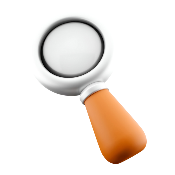 Küçük detayları yakından incelemek için kullanılan beyaz mercekli ve kahverengi saplı bir büyüteç..