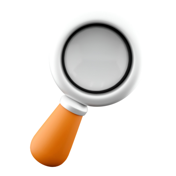 Beyaz dairesel mercekli ve turuncu saplı bir büyüteç. Küçük detayları yakından incelemek için kullanılır..