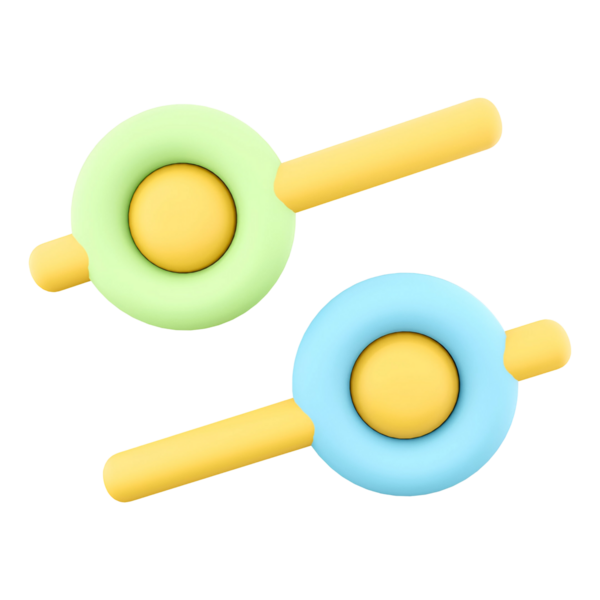 Dairesel düğmeli iki renkli kaydırıcı, ayarlar veya tercihler için ayarlanabilir denetimleri temsil ediyor.