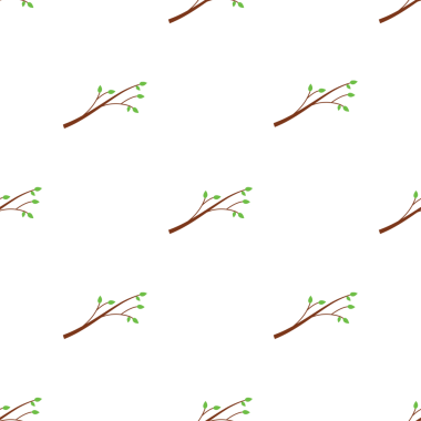 Ağaç dalları ve yeşil yapraklı vektör tasarımlı kusursuz desen