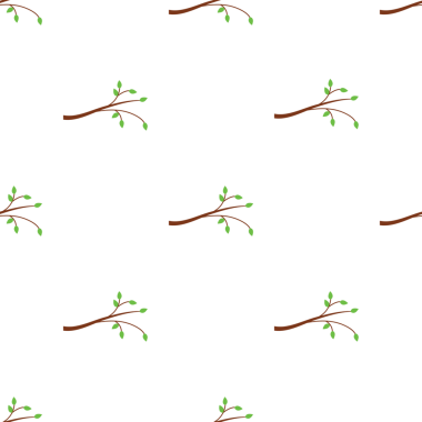 Beyaz Arkaplanda Küçük Yapraklar Olan Kusursuz Ağaç Dalları Deseni