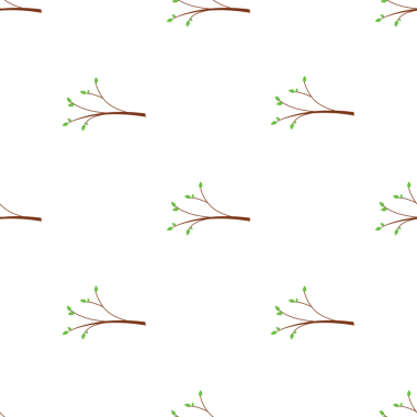 Beyaz arka planda genç yaprakları olan kusursuz ağaç dalları.