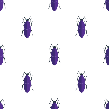 Beyaz arka planda izole edilmiş hamamböceği silueti olan kusursuz desen