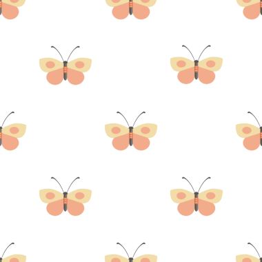 Pastel renklerde hassas kelebek deseni, kusursuz vektör tasarımı