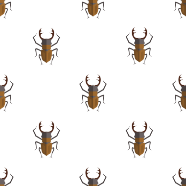 Beyaz arkaplan vektör sanatında geyik böcekleri ile kusursuz desen