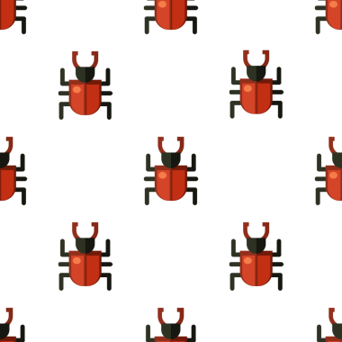 Minimalist kırmızı böcek çizimlerini içeren kusursuz vektör deseni