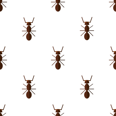 Beyaz arka plan böcek ilaçlama üzerinde kahverengi karıncaların kusursuz vektör deseni