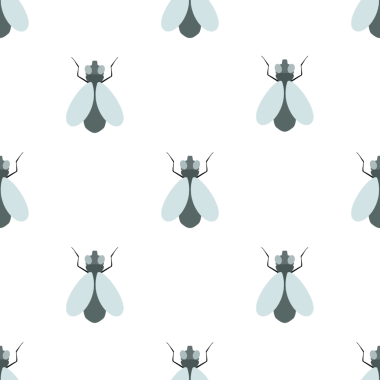 Beyaz arkaplanda minimalist sinek çizimlerini içeren kusursuz desen